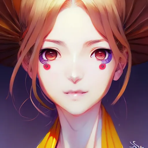 Prompt: smiling super detailed eyes eyebrowless perfec girl in kimono by Stanley Artgerm Lau, Rossdraws, James Jean, Andrei Riabovitchev, Marc Simonetti, and kyoani, krenz cushart, pixiv, manga cover