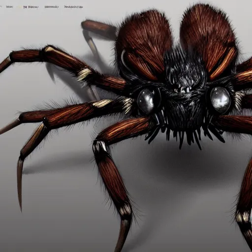 Image similar to cyclops minature horse spider with 8 legs, trending on artstation, scary