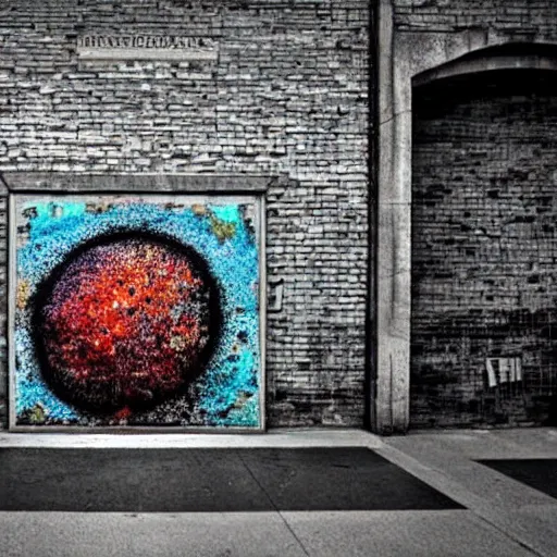 Image similar to the world is a work of art that gives birth to itself, underground art