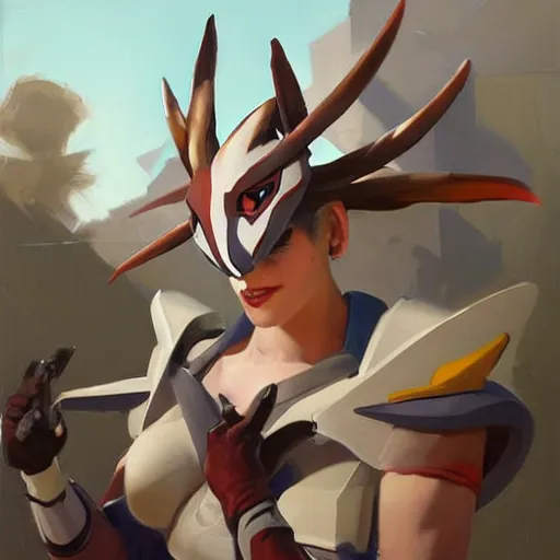 Image similar to greg manchess portrait painting of partially armored sylveon as overwatch character, medium shot, asymmetrical, profile picture, organic painting, sunny day, matte painting, bold shapes, hard edges, street art, trending on artstation, by huang guangjian, gil elvgren, ruan jia, greg rutkowski, gaston bussiere