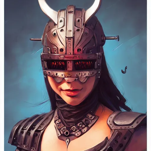 Image similar to cyberpunk viking helmet mask warrior goddess robot ninja fantasy, art gta 5 cover, official fanart behance hd artstation by jesper ejsing, by rhads, makoto shinkai and lois van baarle, ilya kuvshinov, ossdraws