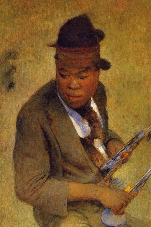 Image similar to charlie parker playing, colorful painting, by jules bastien - lepage, nikolay makovsky, 1 / 4 - headshot