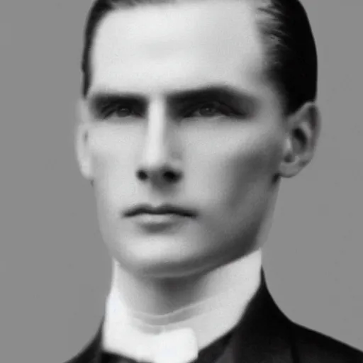 Image similar to A photograph portrait of Jerma985 with slicked back hair in the early 1900s, taken in the early 1900s, grainy, taken on a early 1900s Kodak Camera, realistic, hyperrealistic, very realistic, highly detailed, very detailed, extremely detailed, detailed, digital art, trending on artstation