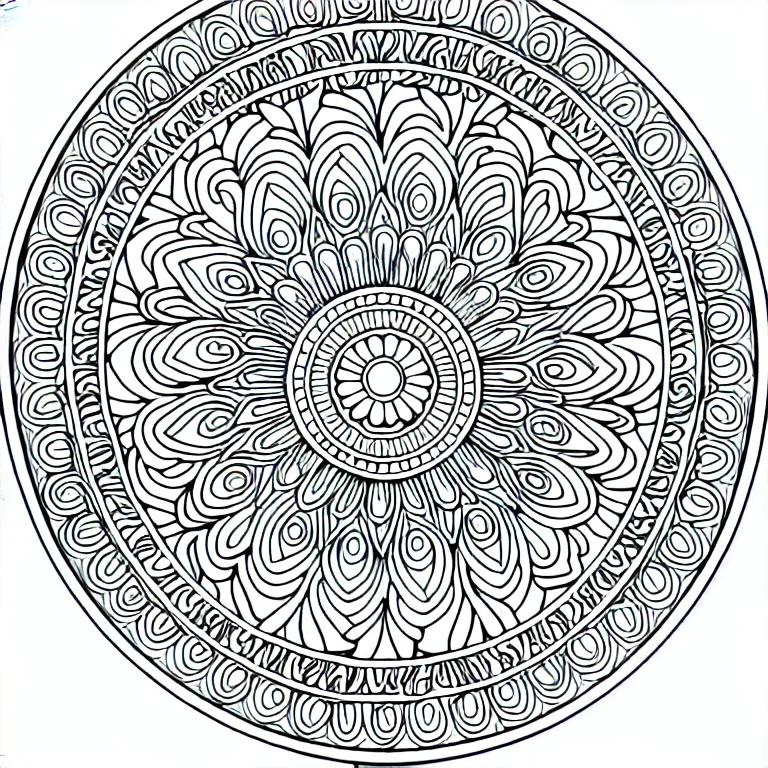 Prompt: Mandala for coloring book, intricate detail, clear, clean lines