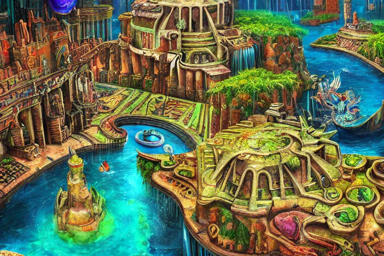 Prompt: lost city of atlantis, hyper realism, colorful, 8 k, realistic, psychedelic