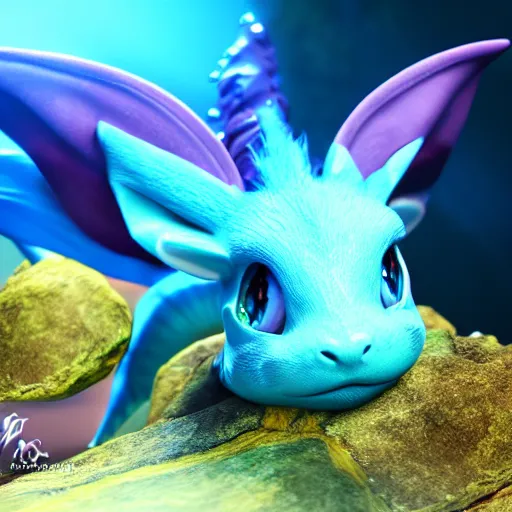 Prompt: photography of a realistic vaporeon animal, ultra detailed, 8 k, cinematic lighting, natural background, trending on artstation, pokemon