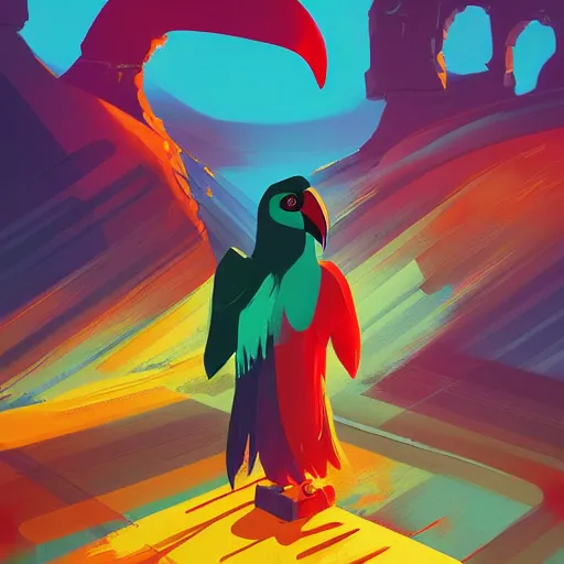 Image similar to anthropomorphic toucan warrior, high fantasy, magical, mythical, digital art, trending on artstation, by alena aenami, by petros afshar, by anton fadeev, by anato finnstark