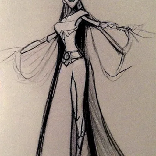 Image similar to milt kahl sketch of victoria justice as princess padme from star wars episode 3