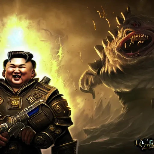 Image similar to kim - jong un as a spellcaster, league of legends amazing splashscreen artwork, gears of war, propaganda, sovjet, splash art, natural light, elegant, photorealistic facial features, intricate, fantasy, detailed face, atmospheric lighting, anamorphic lens flare, cinematic lighting, league of legends splash art, hd wallpaper, ultra high details by greg rutkowski