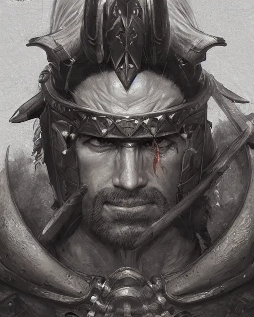 Image similar to portrait of an angry spanish conquistador in battle by filipe pagliuso and justin gerard and yoshiyuki tomino, symmetric, anatomy, facial features, detailed, intricate, portrait, digital painting, princess mononoke color scheme, trending on artstation, masterpiece