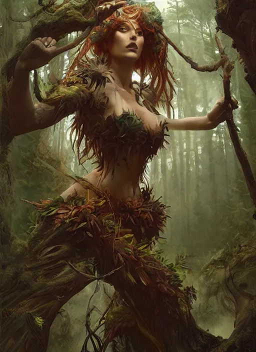 Image similar to digital _ painting _ of _ forest witch _ by _ filipe _ pagliuso _ and _ justin _ gerard _ symmetric _ fantasy _ highly _ detailed _ realistic _ intricate _ port