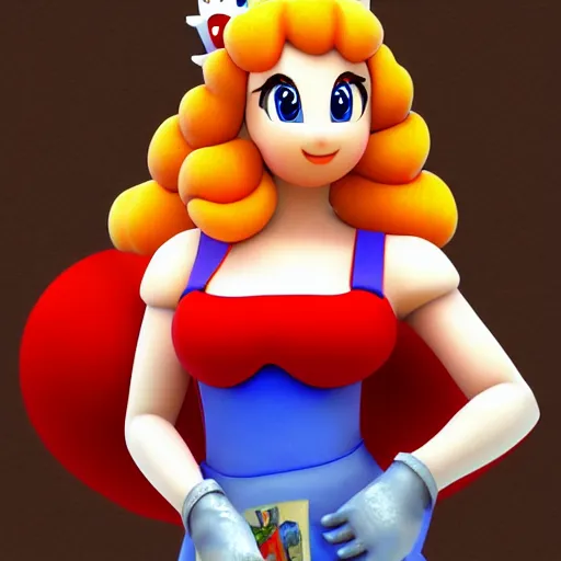 Prompt: princess peach in super marios overall, fantasy art, highly detailed, trending on artstation