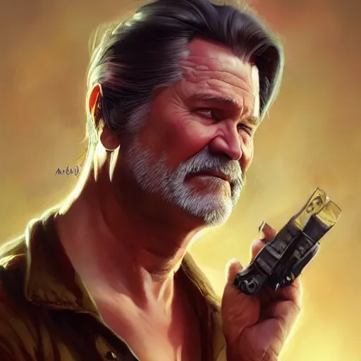 Image similar to beautiful Jack Burton by Stanley Artgerm Lau, WLOP, Rossdraws, Frank Frazetta, Andrei Riabovitchev, Marc Simonetti, trending on artstation.