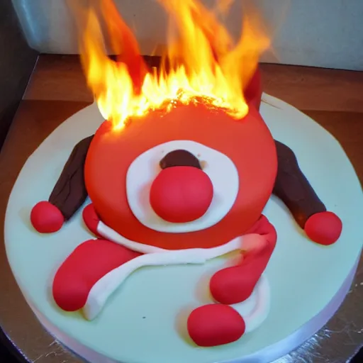 Image similar to bippy cake on fire