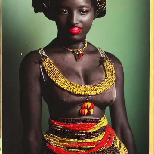 Prompt: vintage photo of a west African manding queen, photo journalism, photography, cinematic, national geographic photoshoot