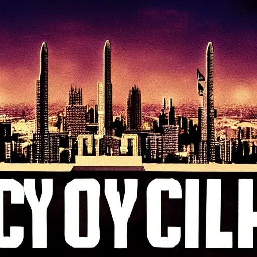 Image similar to film still of a city in the style of tool