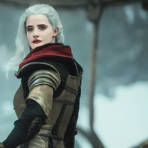 Image similar to Film still of Eva Green, from The Witcher 3