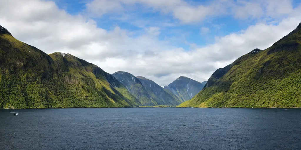 Image similar to a beautiful view of the fjords by the sea.