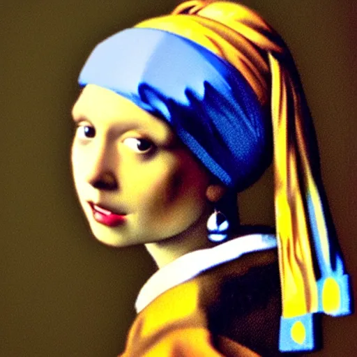 Image similar to orange cat with a pearl earring by jan vermeer, headshot, 8 k