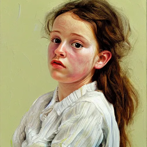 Prompt: high quality high detail painting by lucian freud, hd, cute girl portrait, photorealistic lighting