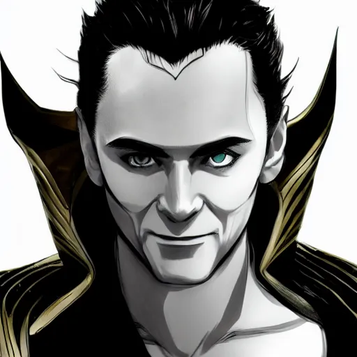 Image similar to Loki portrait, male anime style, illustrated by Avetetsuya Studios, intricate, detailed, photorealistic, trending on artstation, studio lighting, 4k, 8k