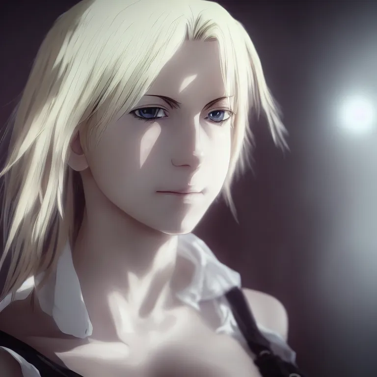 Prompt: picture of beautiful annie leonhart, anime screenshot, hyper realistic, pale skin, 4 k, rule of thirds, extreme detail, detailed drawing, trending artstation, hd, fantasy, realistic lighting, sharp focus, backlit