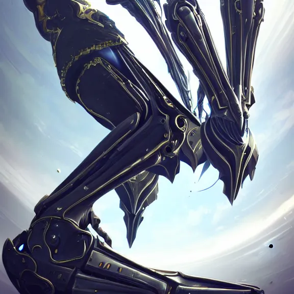 Image similar to highly detailed exquisite warframe fanart, worms eye view, looking up at a 500 foot tall beautiful saryn prime female warframe, as a stunning anthropomorphic robot female dragon, sleek smooth white plated armor, unknowingly walking over you with giant robot dragon feet, you looking up from the ground between the robotic legs, detailed legs looming over your pov, proportionally accurate, anatomically correct, sharp claws, two arms, two legs, robot dragon feet, camera close to the legs and feet, giantess shot, upward shot, ground view shot, front shot, epic shot, high quality, captura, realistic, professional digital art, high end digital art, furry art, giantess art, anthro art, DeviantArt, artstation, Furaffinity, 3D, 8k HD render, epic lighting