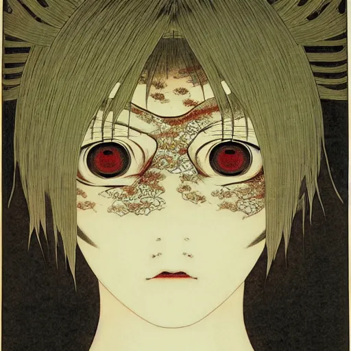 Image similar to prompt : portrait of muse soft light painted by takato yamamoto, rinnegan eyes inspired by ninja anime, smooth face feature, intricate oil painting, high detail, sharp high detail, manga and anime