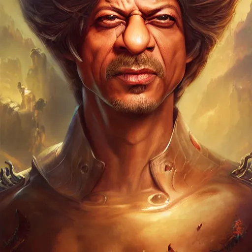 Prompt: shahrukh khan, fantasy character portrait, ultra realistic, wide angle, intricate details, the fifth element artifacts, highly detailed by peter mohrbacher, hajime sorayama, wayne barlowe, boris vallejo, paolo eleuteri serpier