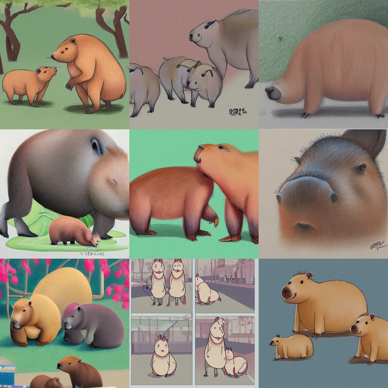 100 Critter Characters #3 Capybara Studying Hard Illustration by