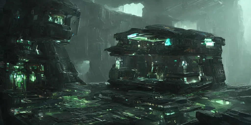 Prompt: an environmental concept art of the borg cube, highly detailed, environmental light, cinematic by francis tneh