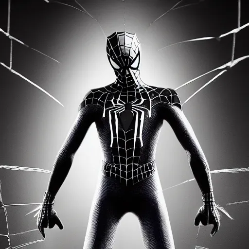 Image similar to SpiderMan in 300 movie, incredibly detailed, photorealistic, black and white, cinematic lighting, trending on artstation, 4k, hyperrealistic