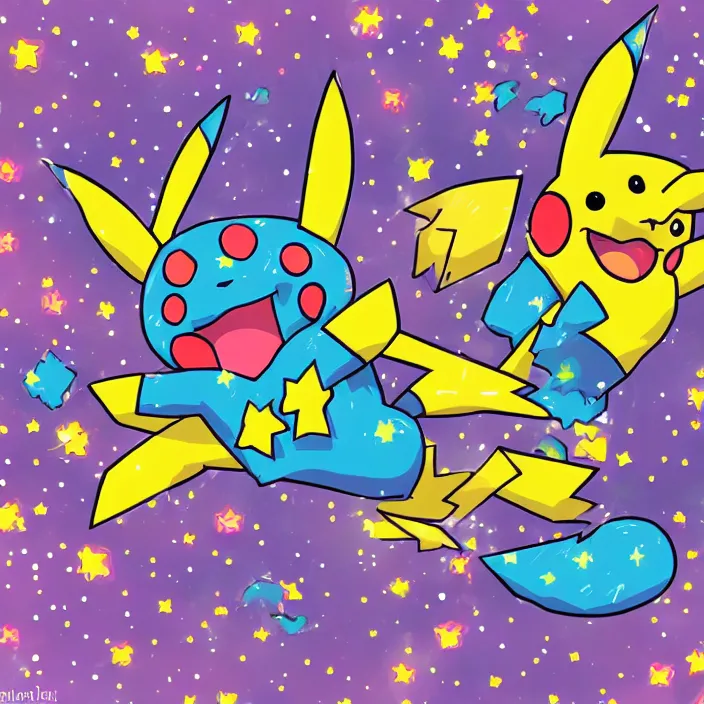Image similar to cosmic pikachu based on pokemon designs