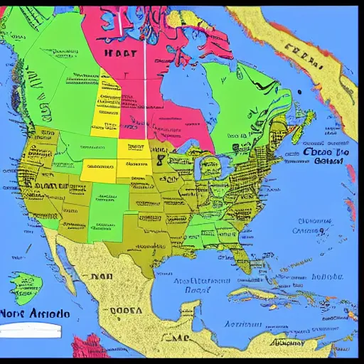Prompt: north american map with names