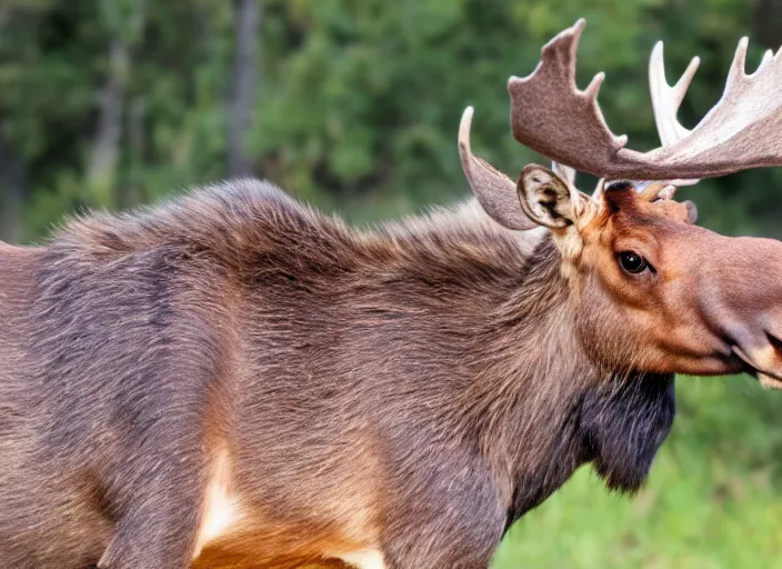 Prompt: an animal that's a cross between a moose and a crab