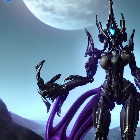 Image similar to extremely detailed cinematic low ground shot of a giant 1000 meter tall beautiful stunning saryn prime female warframe goddess, that's an anthropomorphic hot robot mecha female dragon, silver sharp streamlined armor, detailed head, sharp claws, glowing Purple LED eyes, sitting cutely in the background, rump on top of a mountain below her, a tiny forest with a village in the foreground, in front of her, fog rolling in, dragon art, warframe fanart, Destiny fanart, micro art, macro art, giantess art, fantasy, goddess art, furry art, furaffinity, high quality 3D realistic, DeviantArt, Eka's Portal, HD, depth of field