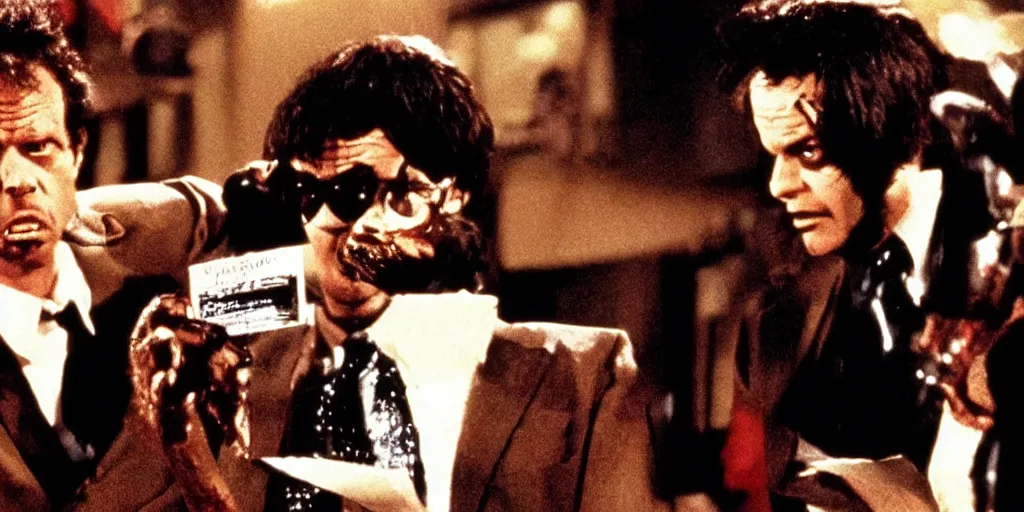 Image similar to frame from gremlins pulp fiction