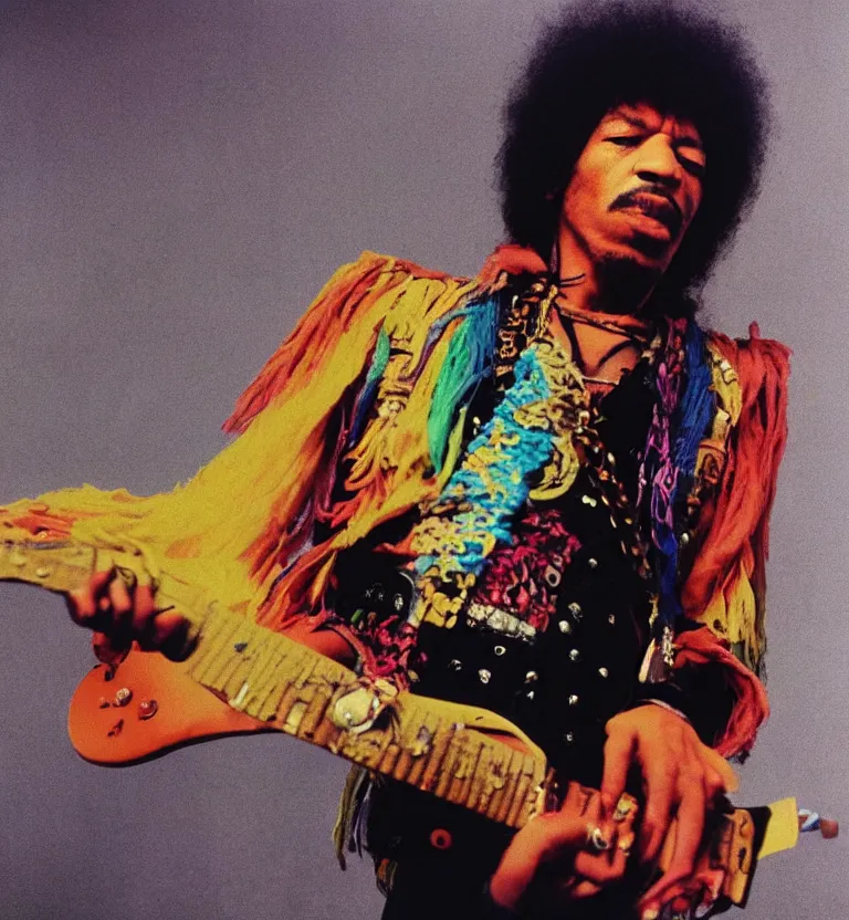 Image similar to colour portrait photography of jimi hendrix full body shot by annie leibovitz, 8 k