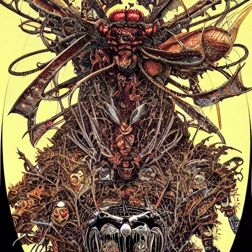 Prompt: portrait of crazy insects as vampire, symmetrical, by yoichi hatakenaka, masamune shirow, josan gonzales and dan mumford, ayami kojima, takato yamamoto, barclay shaw, karol bak, yukito kishiro