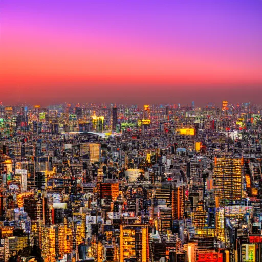 Image similar to The skyline of Tokyo at sunset, photograph, high-resolution, hot on 500px