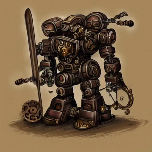 Image similar to steampunk Mecha dwarf deathroller, high quality, trending on art station