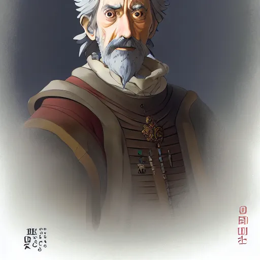 Image similar to portrait of a medieval old king, peter the great, artstation, cartoon, elegant, highly detailed, digital painting, masterpiece art by ghibli!, makoto shinkai!, bluth!, fujita goro!, giraud!, ghailan!, akihiko yoshida!, fadeev! 8 k