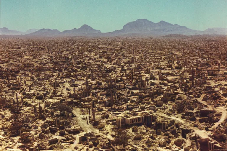 Prompt: film still of gigantic city in a succulent desert, by Étienne-Louis Boullée, ektachrome full-HD