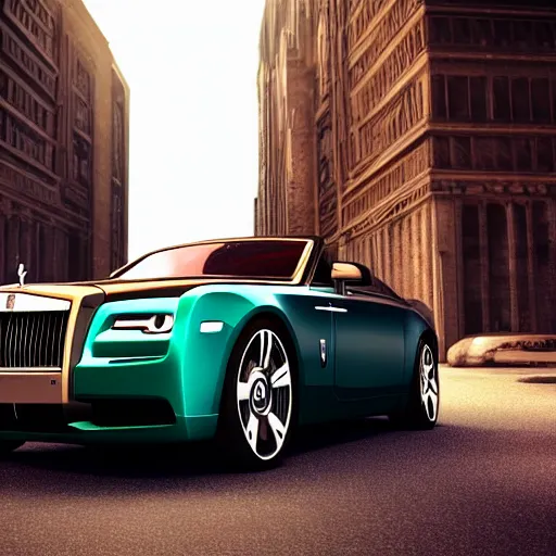 Image similar to a rolls - royce sports model. aggressive lines. ferrari - like. lamborghini - like. 3 d render. cinema 4 d