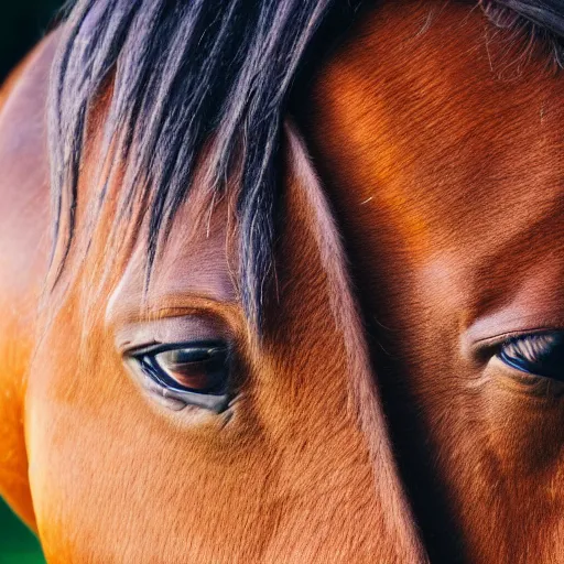 Image similar to closeup of human face with a horse's body