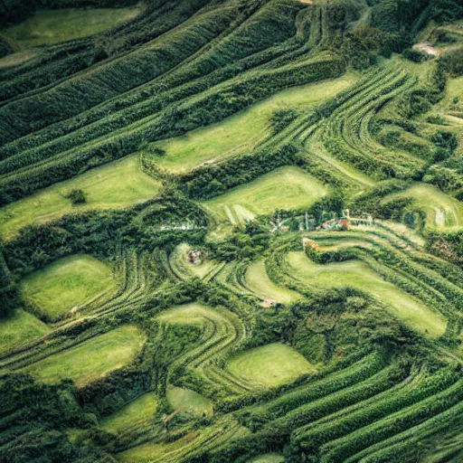 Image similar to an ariel photo of a landscape full of rolling hills made of graves hong kong cemetery photorealism