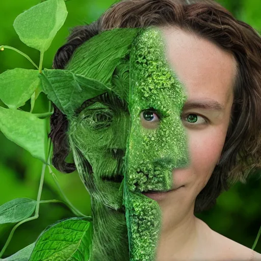 Image similar to a human morphing into a garden