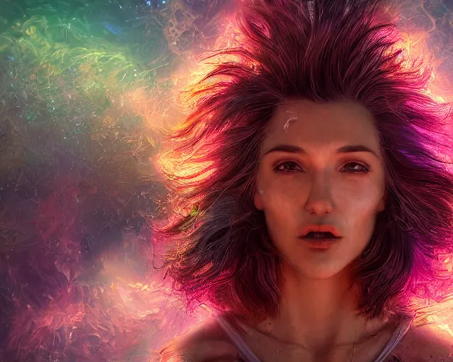 Prompt: realistic textured magnetosphere, hairy handsome girls, love, joy, complex cybernetic beings, glowing hair, vortexes, large array, ornate hair, cinematic light shadows, wet hdr refractions, insanely detailed rendering, artstation, 8 k, * * * * *