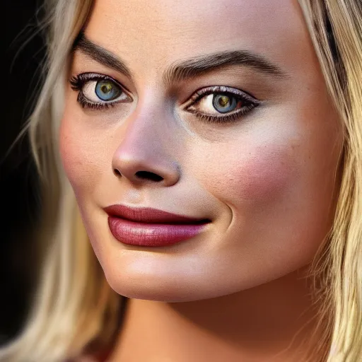 Image similar to margot robbie portrait, 8k resolution, hyper-detailed, realistic eyes