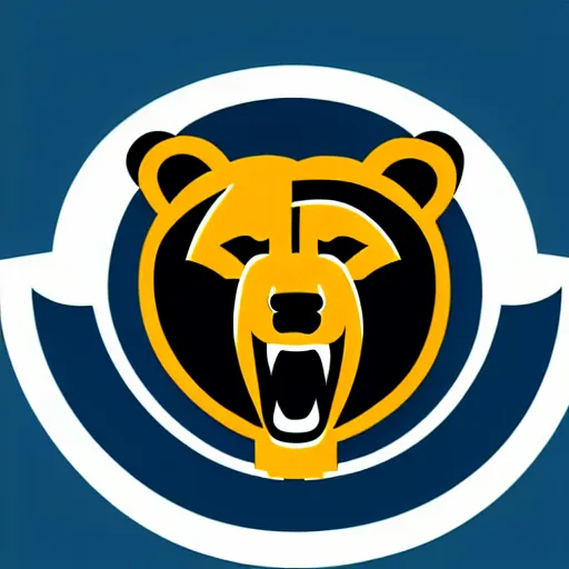 Image similar to A logo for the Bears sports team with a bear mascot grasping a Rugby Union football, vectorised, graphic design, NFL, NBA